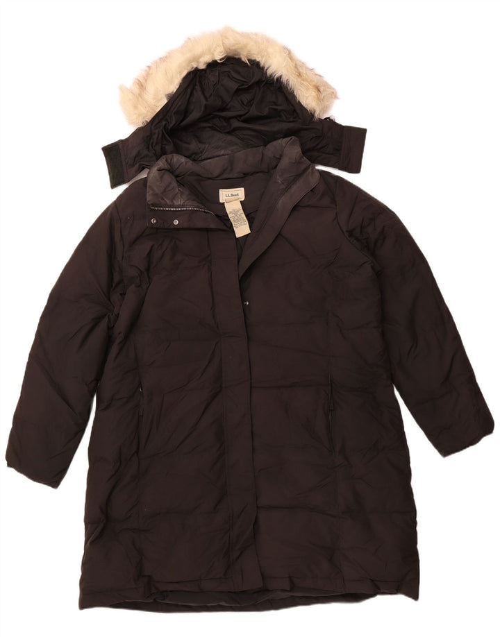 L.L.BEAN Cappotto imbottito oversize con cappuccio da donna UK 18 XL Poliestere nero