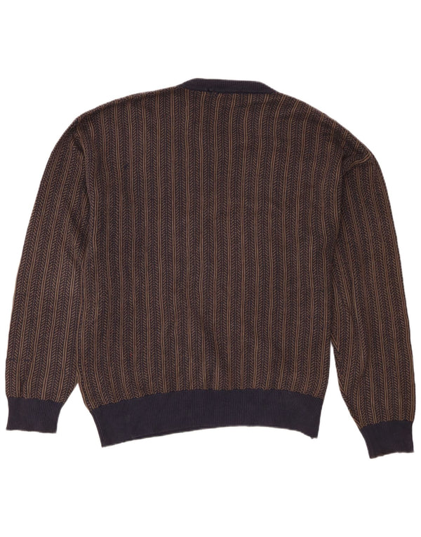 Maglione da uomo con scollo a V Nautica, cotone a righe marroni grandi