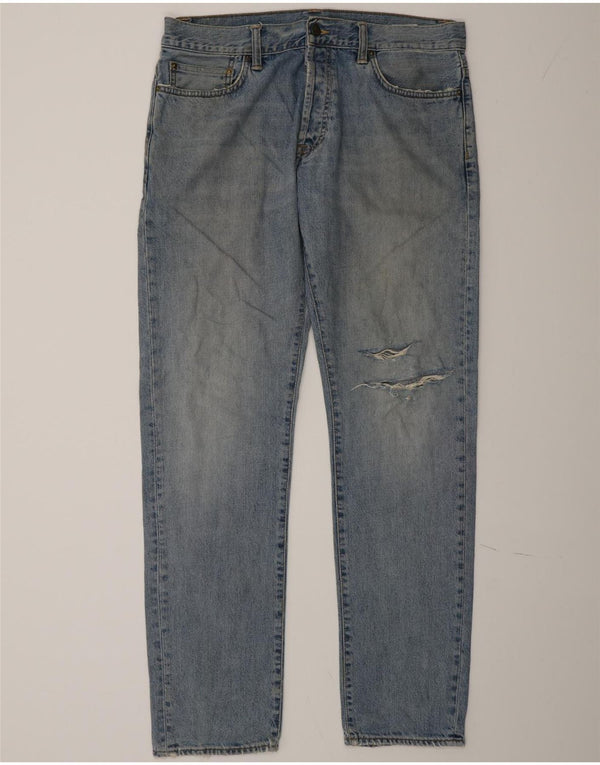 Jeans dritti invecchiati da uomo Carhartt W34 L34 cotone blu