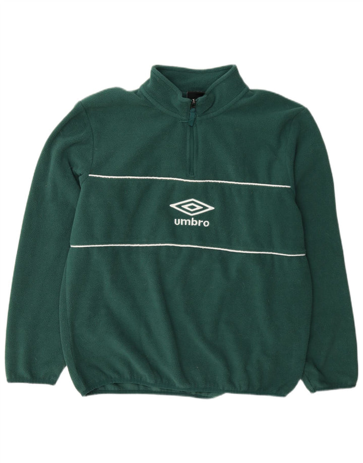 Umbro Maglione in pile con collo con zip grafica da uomo, grande poliestere verde