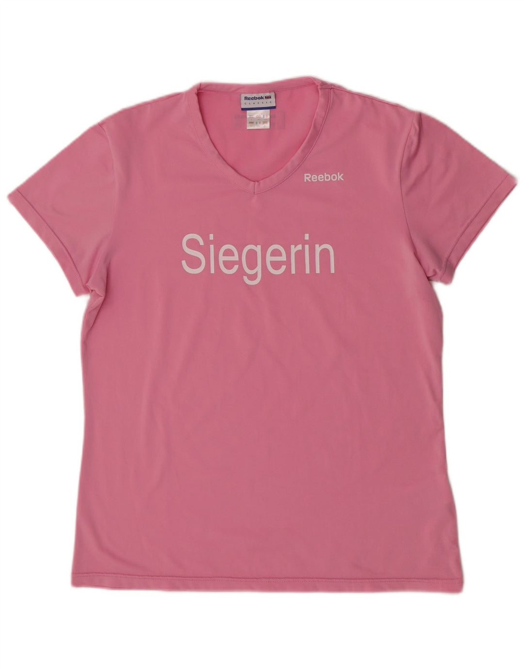 T-shirt grafica a maniche corte da donna Reebok Top UK 14 poliestere rosa medio