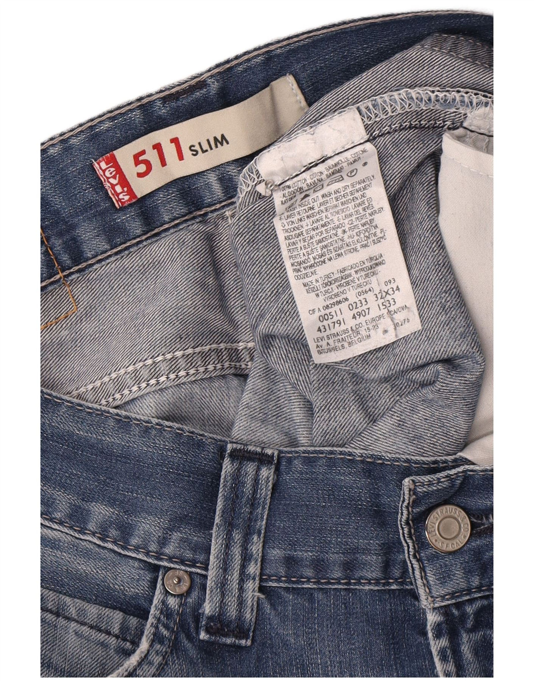 Jeans Levi's Uomo 511 Slim W32 L34 Cotone Blu