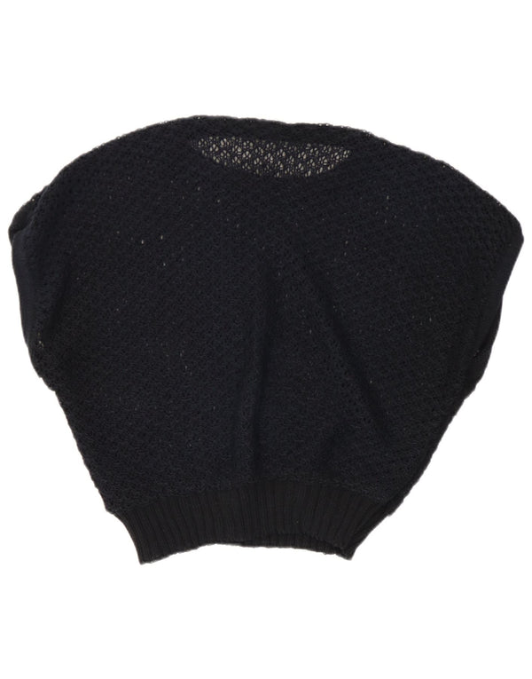 Canottiera vintage da donna all'uncinetto UK 14 media nera