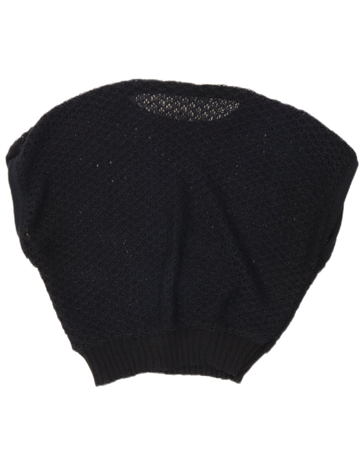 Canottiera vintage da donna all'uncinetto UK 14 media nera