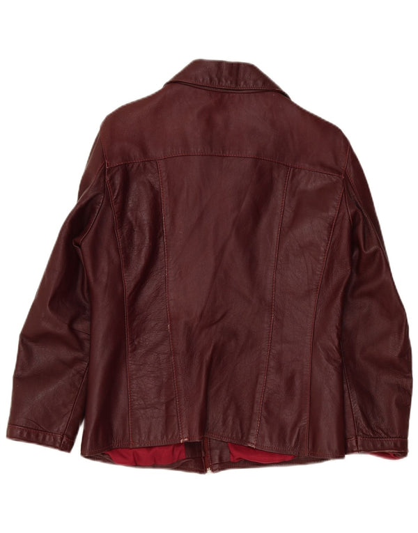 Giacca in pelle vintage da donna UK 14 Borgogna media