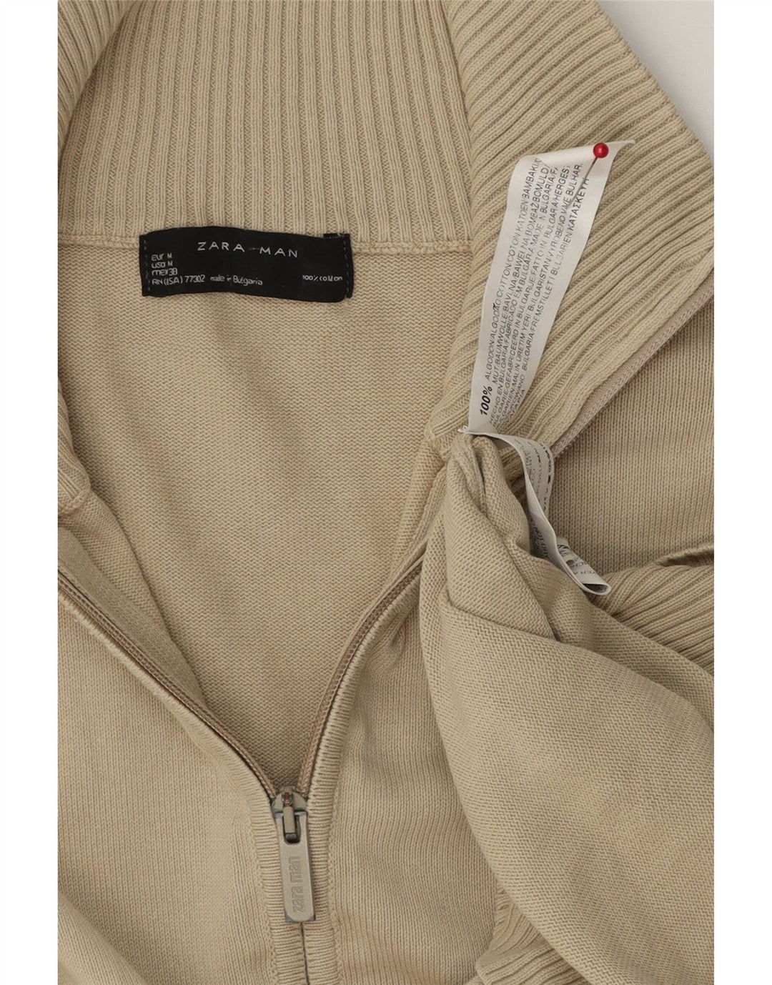Maglione Cardigan da Uomo ZARA in Cotone Beige Medio