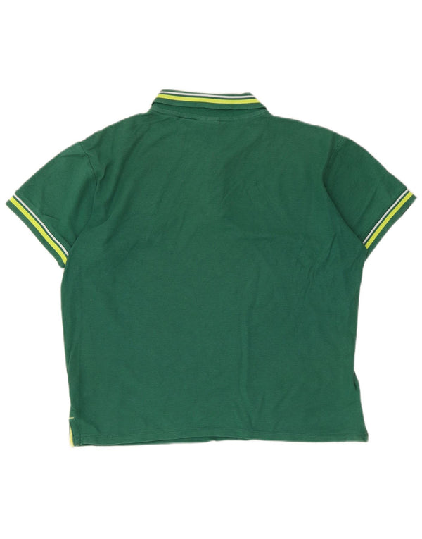 Polo Umbro da uomo in cotone a righe verde medio