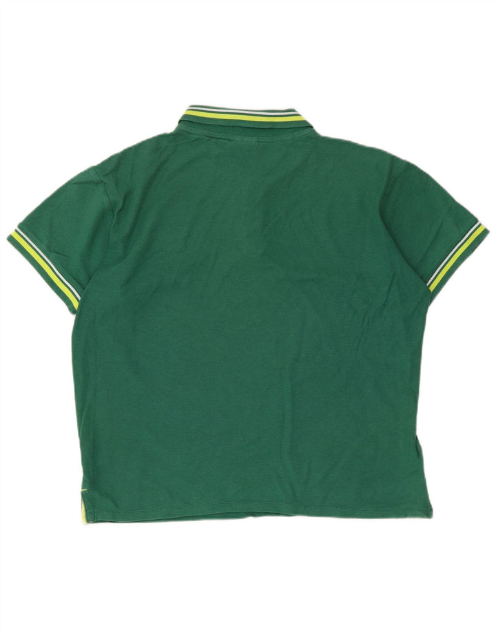 Polo Umbro da uomo in cotone a righe verde medio