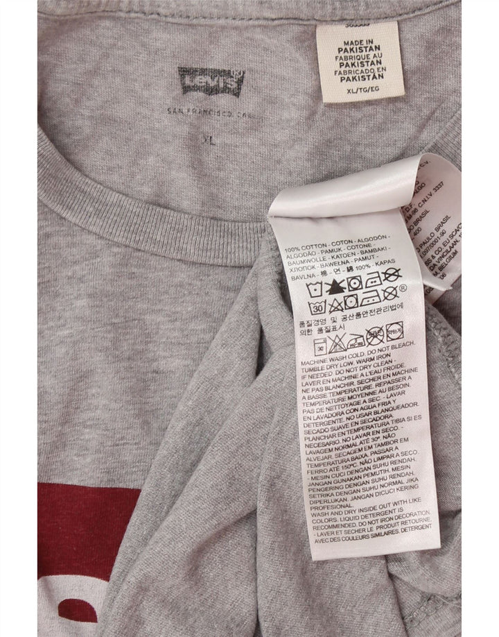 LEVI'S Mens Graphic T-Shirt Top XL Grey Cotton Vintage Levi's and Second-Hand Levi's from Messina Hembry 