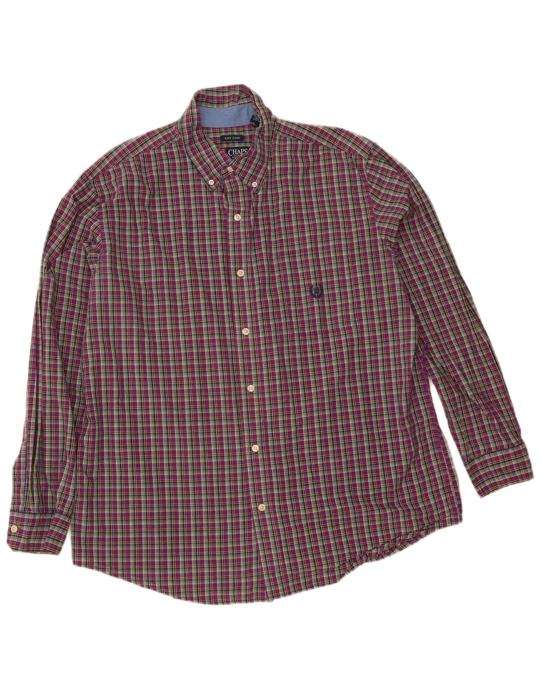 Chaps Camicia da uomo Easy Care XL Viola a quadri in cotone