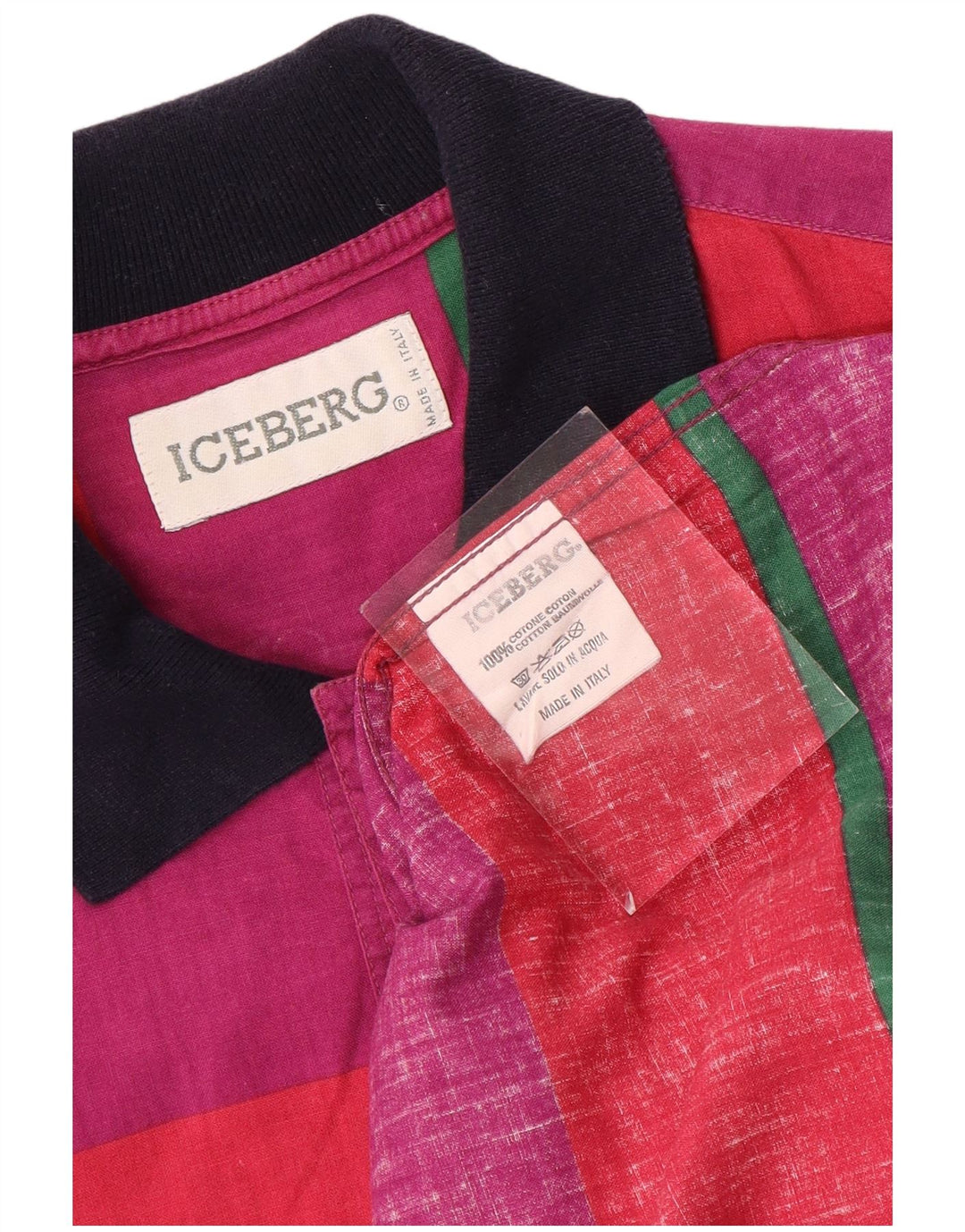 Camicia pullover a maniche corte da uomo ICEBERG grande cotone a righe viola