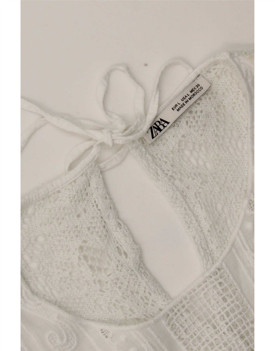 Top corto in camicetta di pizzo da donna Zara UK 16 grande bianco