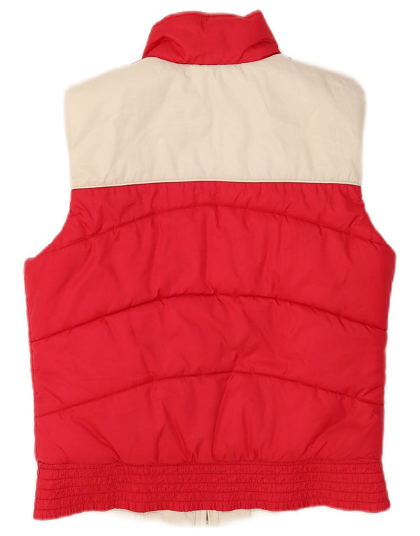 Gilet imbottito reversibile con grafica Adidas da donna UK 10 Small Rosso Colourblock