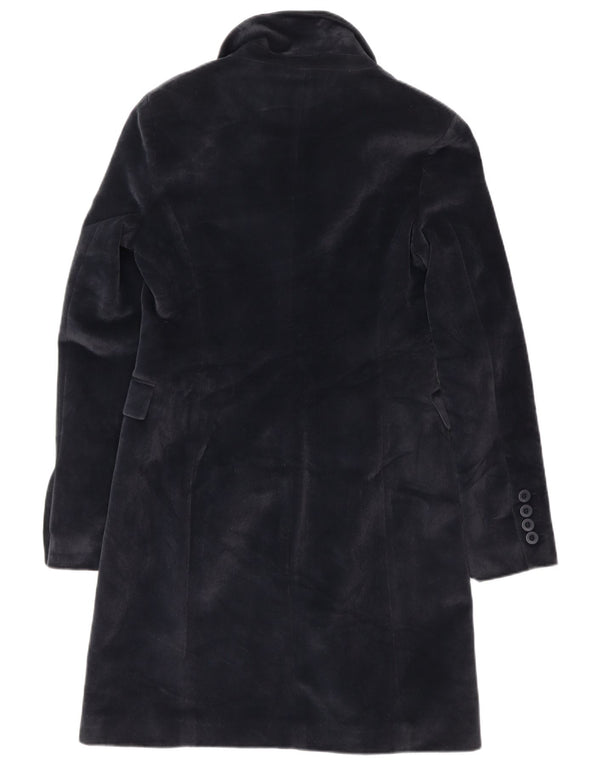 Soprabito da donna vintage UK 10 piccolo in poliestere blu navy