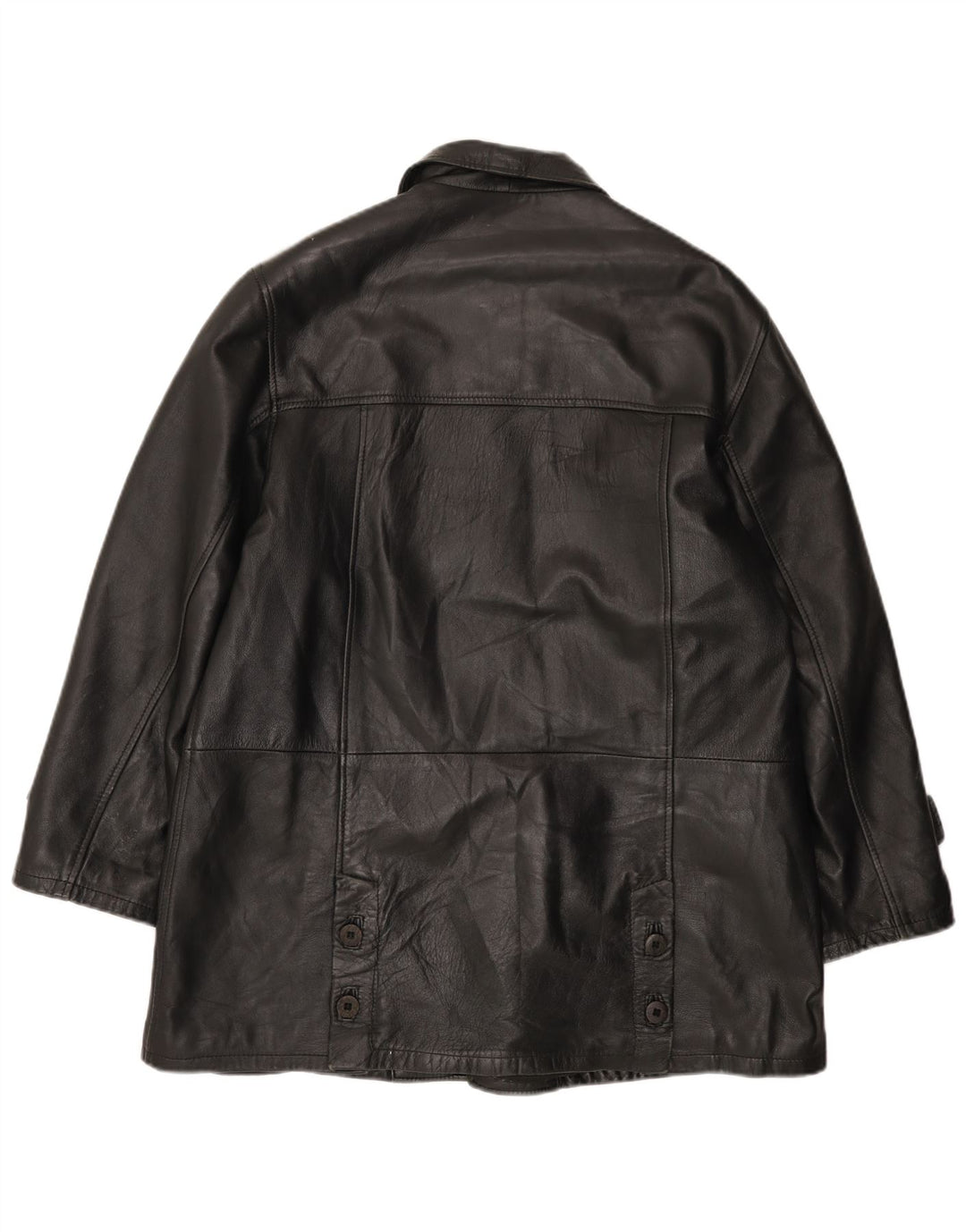 Cappotto in pelle vintage da donna IT 46 grande nero