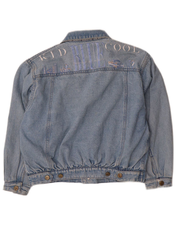 Giacca di jeans grafica vintage da ragazzo 11-12 anni grande cotone blu
