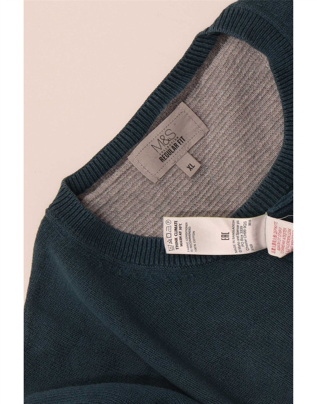 Maglione maglione girocollo vestibilità regolare da uomo Marks & Spencer XL cotone blu