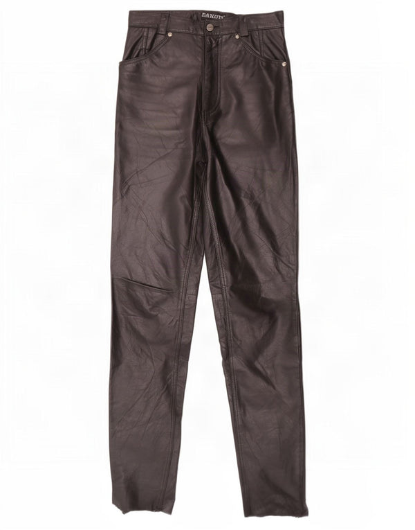 Pantaloni in pelle a vita alta da donna Dakota W30 L34 neri