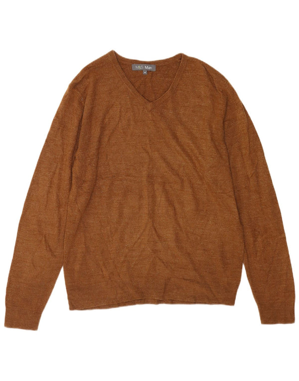 Maglione da uomo con scollo a V Marks & Spencer in acrilico marrone medio