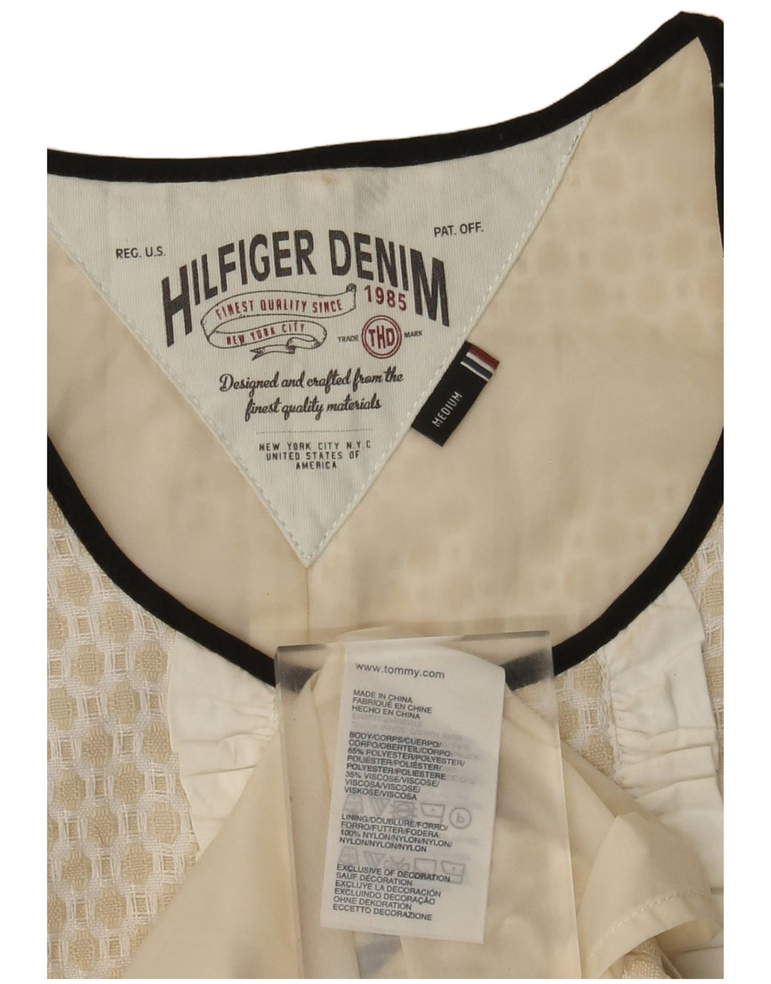 Abito a trapezio da donna Tommy Hilfiger UK 12 Medio Off White geometrico
