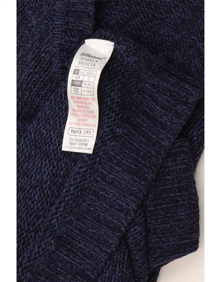 Maglione maglione con scollo a V Marks & Spencer da uomo St. Michael blu navy medio
