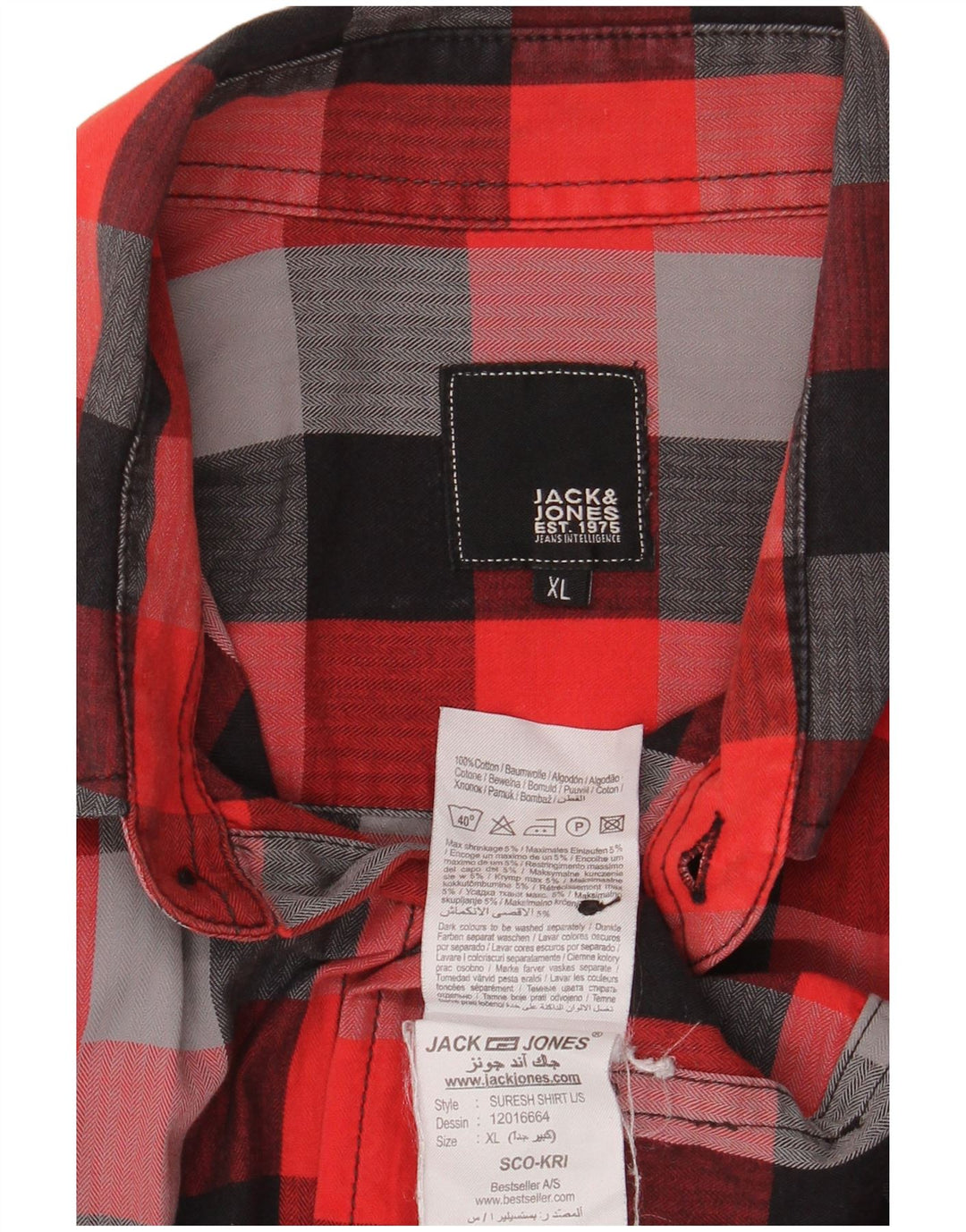 Camicia da uomo Jack & Jones XL in cotone a quadri multicolore