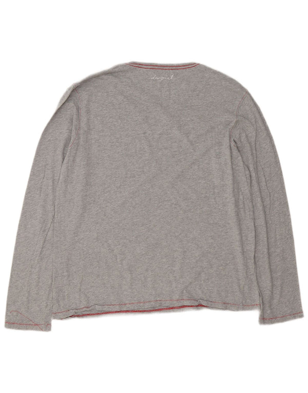 Desigual Uomo Graphic Top Manica Lunga XL Grigio