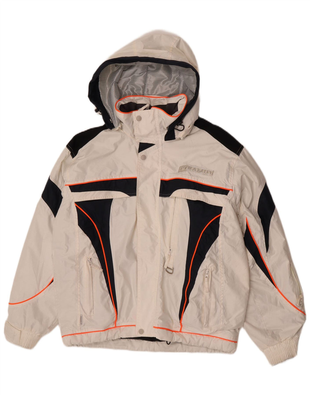 Giacca da sci con cappuccio da uomo Pyramid UK 36 Small nylon color block bianco