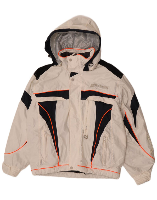 Giacca da sci con cappuccio da uomo Pyramid UK 36 Small nylon color block bianco