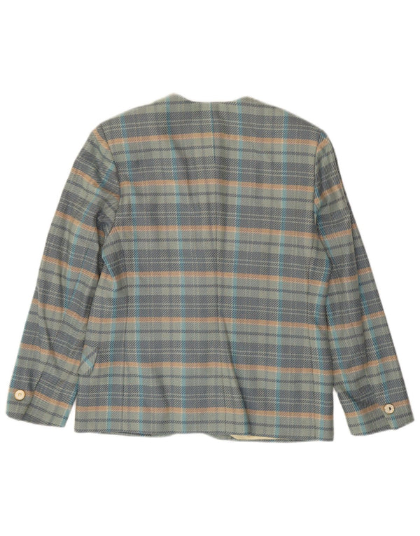 Giacca blazer vintage da donna a 5 bottoni IT 44 lana a quadri blu medio