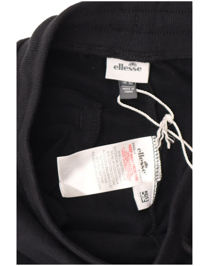 Ellesse Pantaloni da tuta con grafica da donna Joggers UK 10 Small Cotone nero