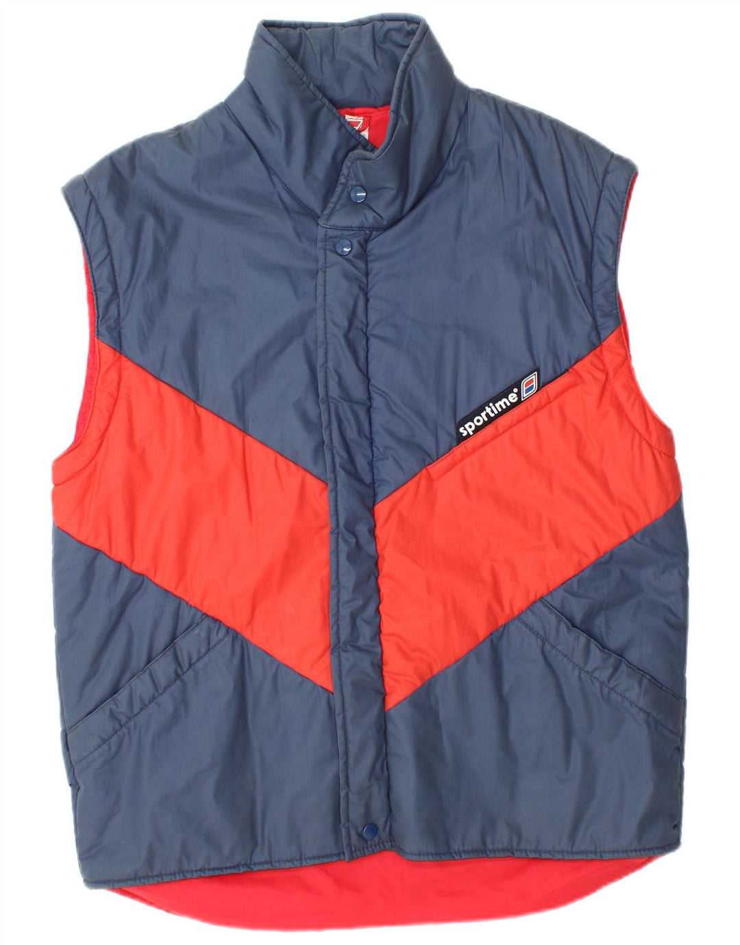 Gilet imbottito vintage da uomo IT 48 medio blu navy in poliestere color block