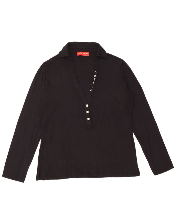 Polo a maniche lunghe da donna PERTE BY KRIZIA UK 14 Medium Black Viscosa