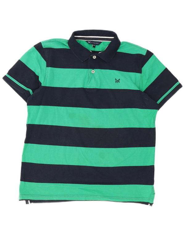 Crew Clothing Polo da uomo in cotone a righe verde medio