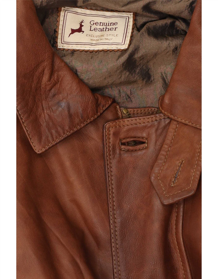 Giacca in pelle vintage da uomo UK 42 XL in pelle marrone