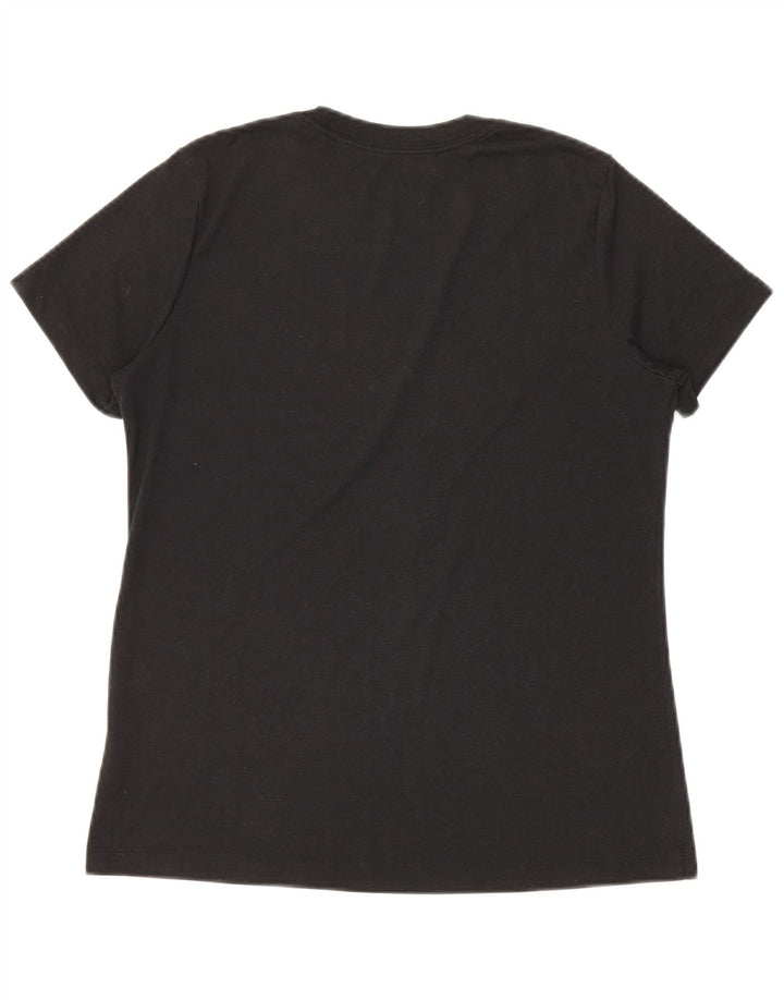 T-shirt grafica Nike Dri Fit da donna, taglia UK 14, poliestere nero medio