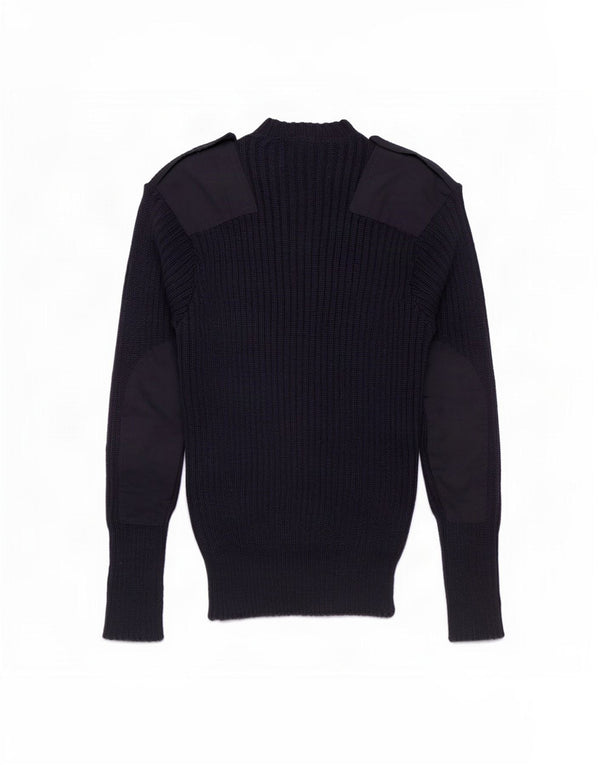 Maglione militare vintage da uomo con scollo a V XS blu navy