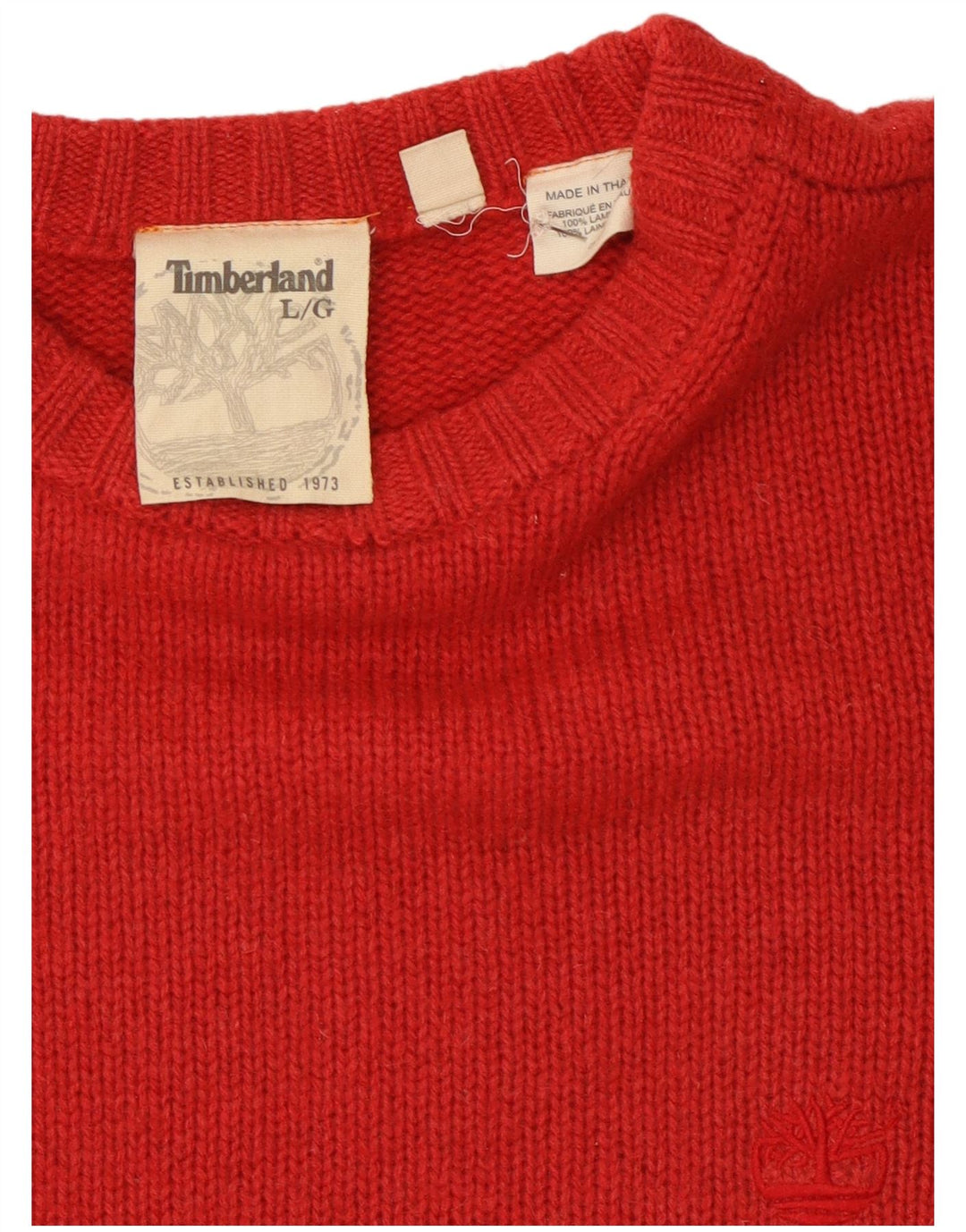 Maglione maglione girocollo da uomo Timberland grande lana rossa
