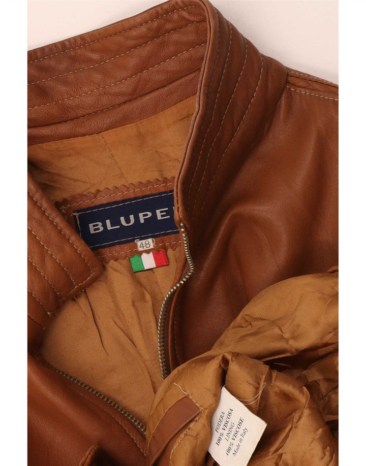 Giacca in pelle vintage da donna IT 48 XL Marrone