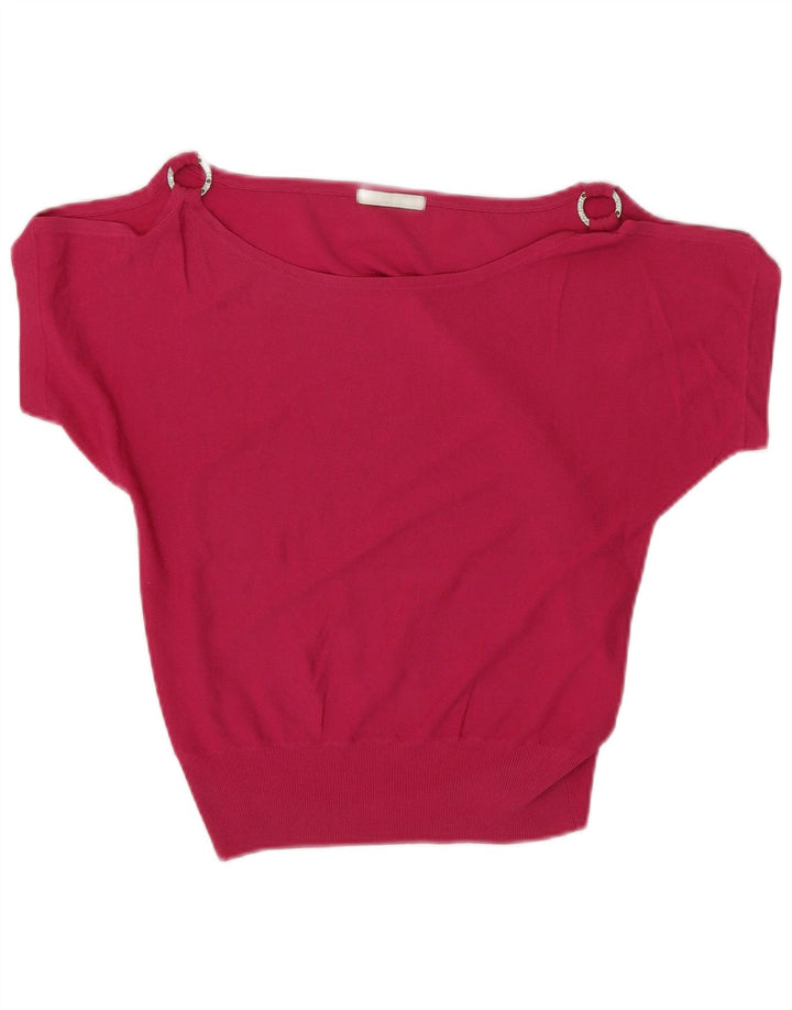 Marks & Spencer Top corto con spalle scoperte da donna in camicetta UK 10 piccolo rosa