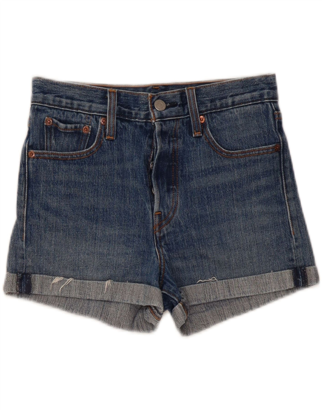 Pantaloncini di jeans da donna Levi's W26 piccoli in cotone blu