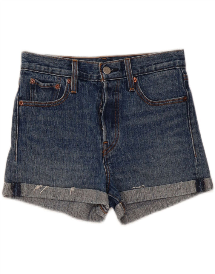 Pantaloncini di jeans da donna Levi's W26 piccoli in cotone blu