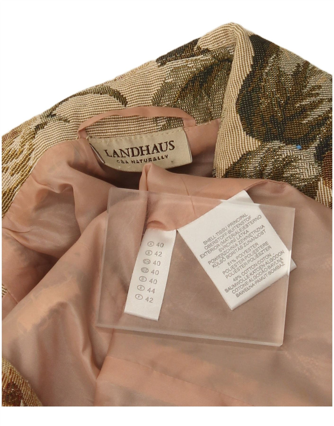 Giacca blazer da donna con zip intera Landhaus EU 40 Poliestere floreale beige medio