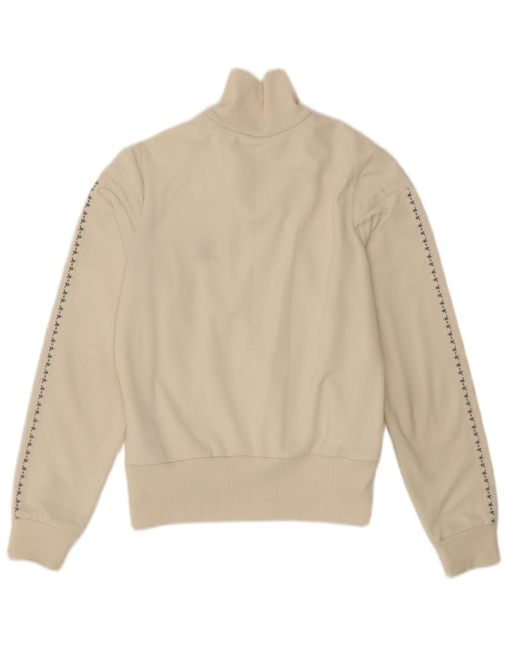 Giacca da ginnastica grafica da donna Adidas UK 14 media bianco sporco