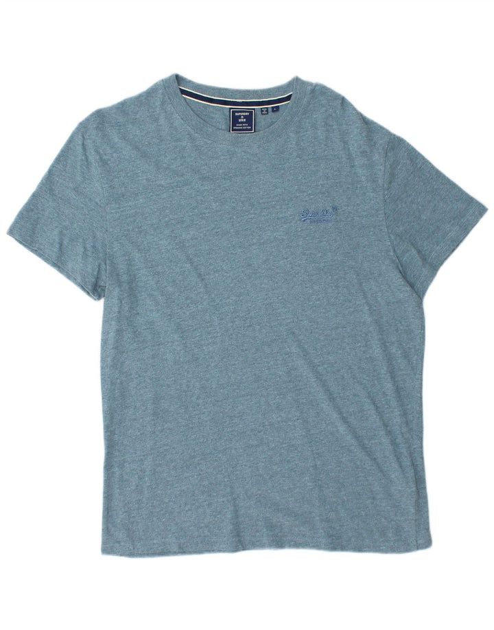 T-shirt da uomo Superdry Top grande in cotone chiazzato blu