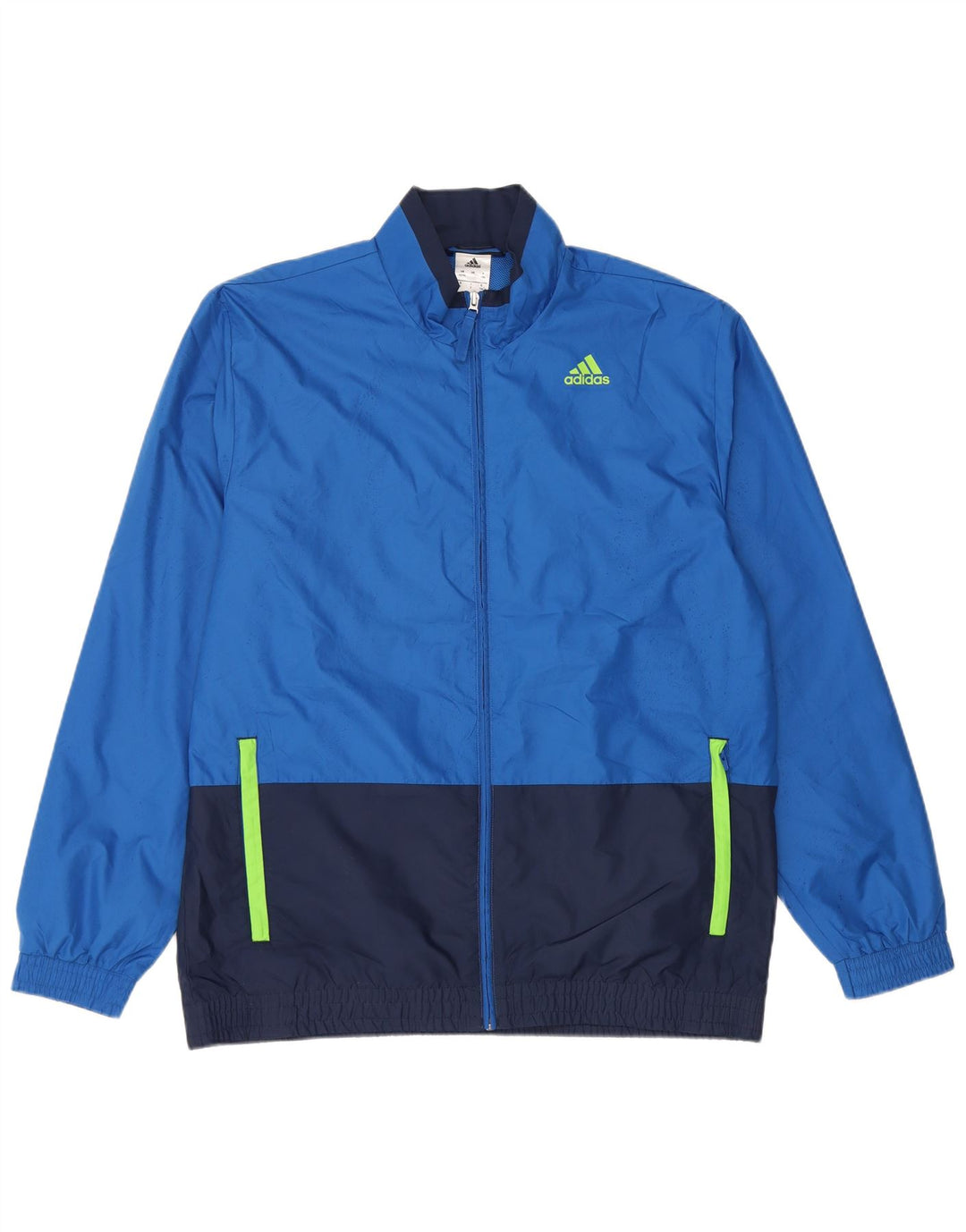 Giacca da tuta da uomo Adidas UK 42/44 Large Blu Colourblock Poliestere