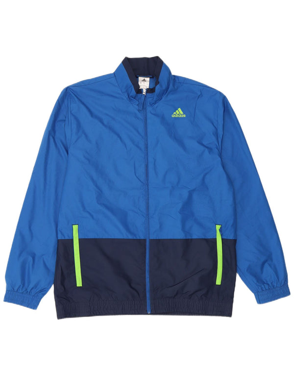 Giacca da tuta da uomo Adidas UK 42/44 Large Blu Colourblock Poliestere