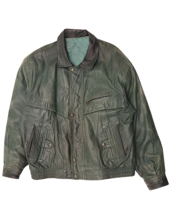 Giacca in pelle vintage da uomo IT 58 4XL Pelle verde