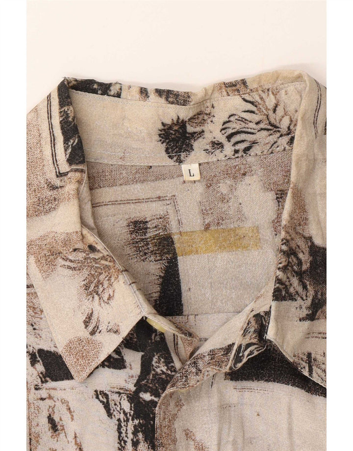 Camicia da uomo vintage grande floreale multicolore