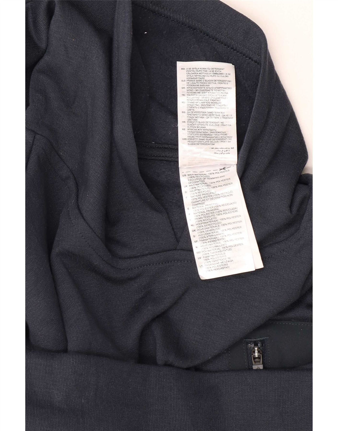 Felpa con cappuccio da uomo Adidas Large in poliestere blu navy
